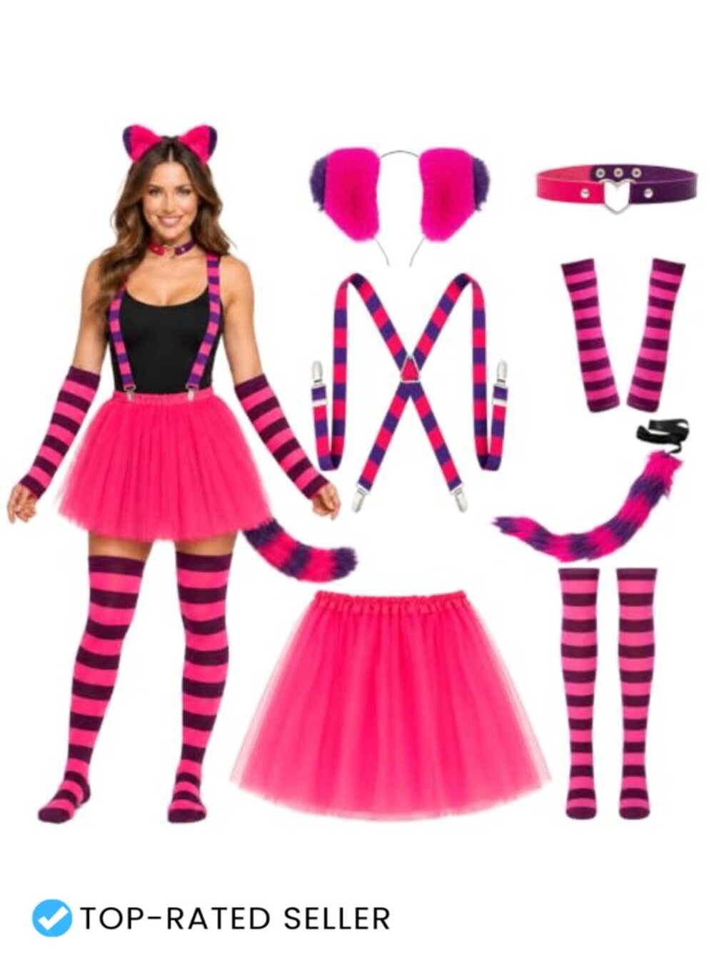 Cat Costume Set Plush Ears Headband Tail Tutu Skirt Gloves Socks